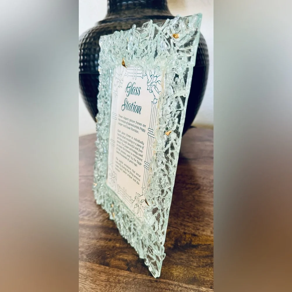 Vintage 5x7 fused glass frame handcrafted one of a kind gift wedding pictures - Picture 5 of 10
